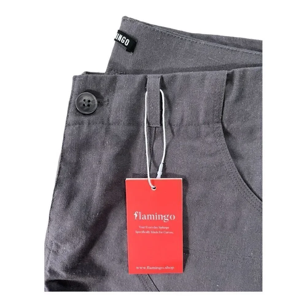 Flamingo Rugged Gray Nubby Straight Leg Pant Sz 4-6 Small New - Picture 3 of 7